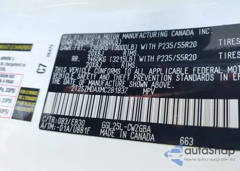 2021 Lexus Rx 350 F Sport Appearance из США, поврежденный, VIN 2T2SZMDAXMC281837